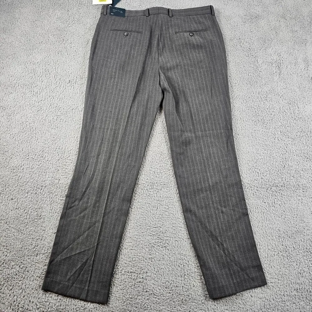 Perry Ellis Dress Pants Mens 36x32* Gray Striped Slacks Trousers
